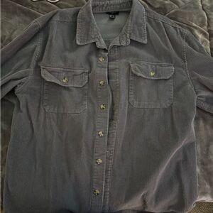 Grey corduroy button up shirt